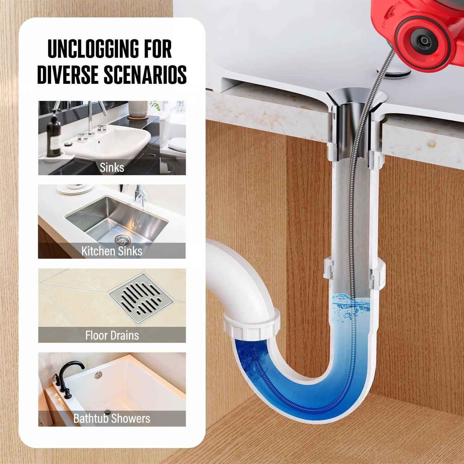 POPULO Electric Drain Auger,25Ft Plumbing Snake Drain Clog Remover Tools - Shop Hardware Tools Online Store