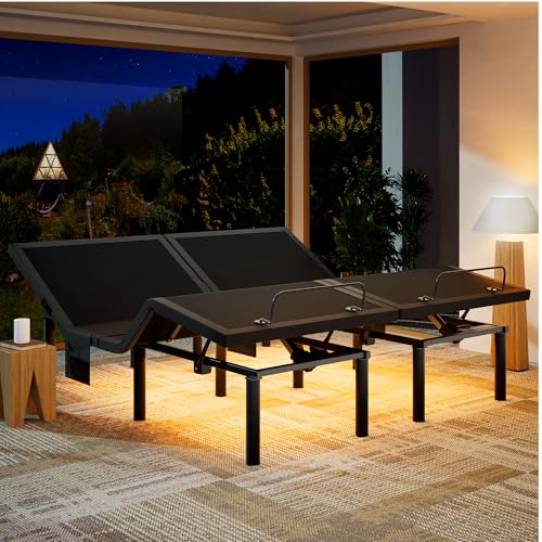 Marsail NS0 Adjustable Base with Mattress Set, Queen Adjustable Bed Frame + 10-inch Cooling Gel Memory Foam Mattress, Dual Motor Bed Frame with Wireless Remote, CertiPUR-US Certified