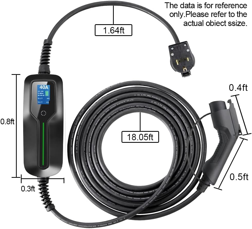 BESENERGY Level 2 EV Charger 40 Amp with NEMA 6-50 Plug 20 feet Cord 240V J1772 Charging Cable Portable