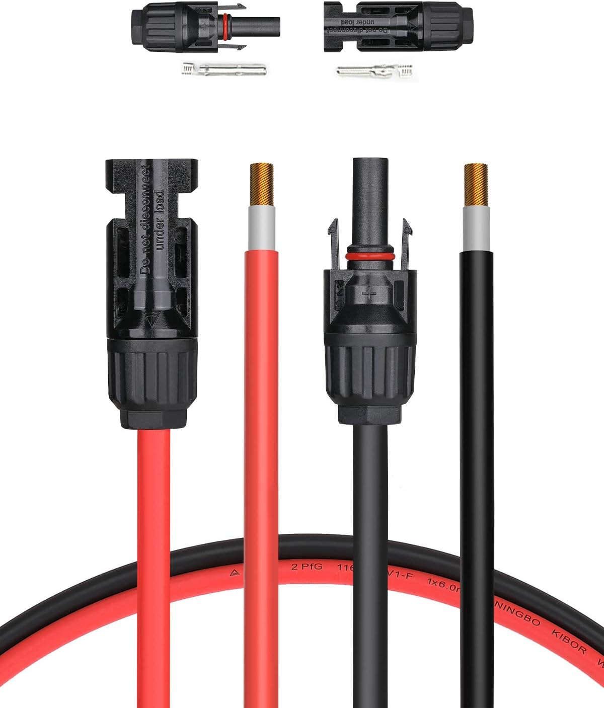 BougeRV 20 Feet 10AWG Solar Extension Cable with Female and Male Connector with Extra Free Pair of Connectors Solar Panel Adaptor Kit Tool (20FT Red + 20FT Black) Pack of 2