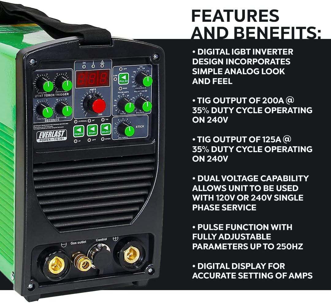 2019 Everlast Power ITig 201 DC STICK TIG welder 110v/220v dual voltage