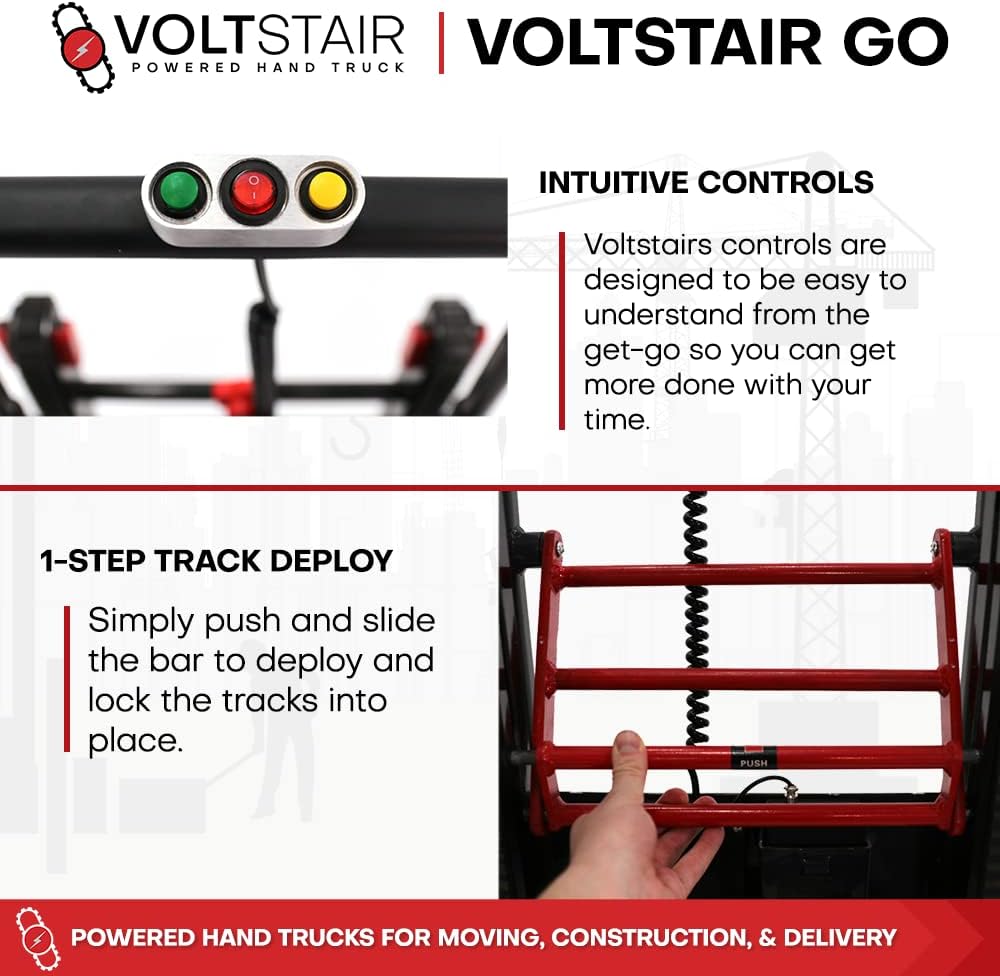 Voltstair GO Portable Electric Battery Powered Motorized Stair Climbing Hand Truck with 150lb. Lift Capacity