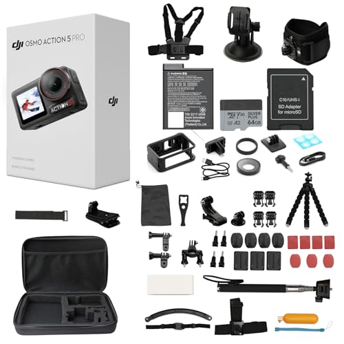 DJI Osmo Action 5 Pro Adventure Combo, with 64GB microSDXC Card - Waterproof Action Camera with 1/1.3" Sensor, 4K/120fps Video, Action Camera 4K Ideal for Sports, Vlog