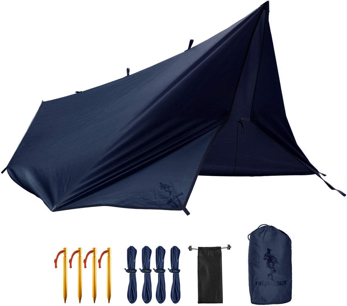 FREE SOLDIER Waterproof Portable Tarp Multifunctional Outdoor Camping Traveling Awning Backpacking Tarp Shelter Rain Tarp