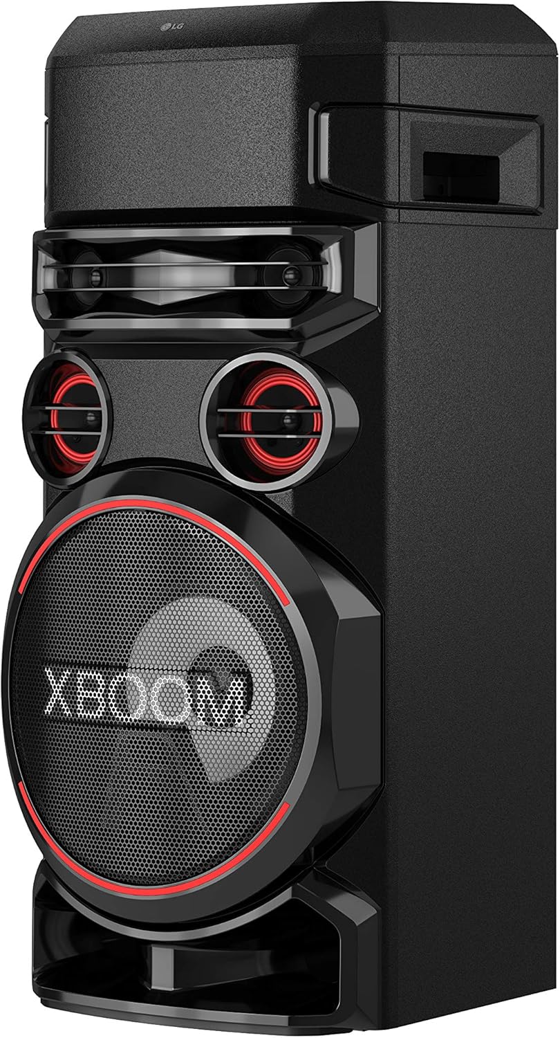LG XBOOM RN7 Bluetooth Audio System, LED Party Lighting, Karaoke with Voice Filters, XBOOM App Controlled, Bluetooth, Dual USB, Optical and Mic Inputs