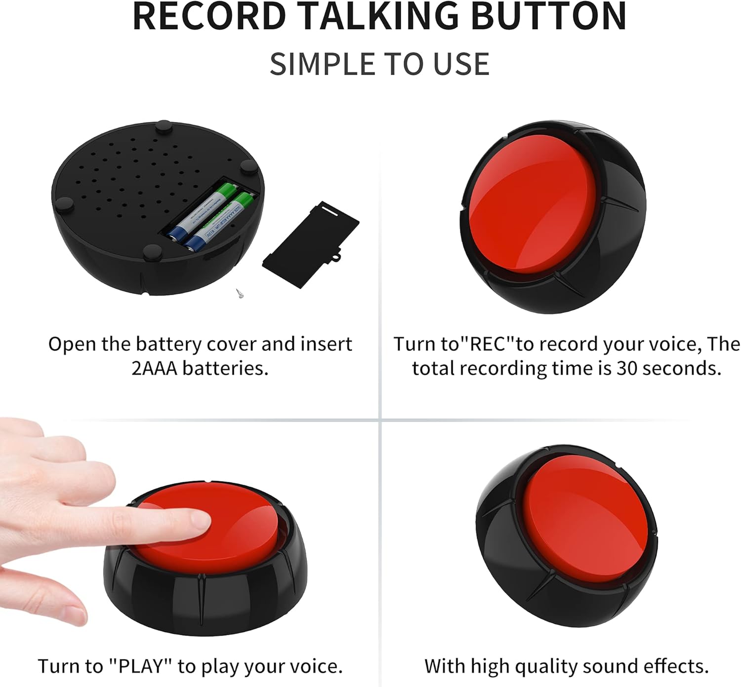 Dog Talking Button Set/Dog Buttons for Communication Voice Recordable Buttons Dog for Words and Answer Buttons Personalized Sound Best Stuff for Dog Tranning of 5 pcs (Battery Included) Pack of 2