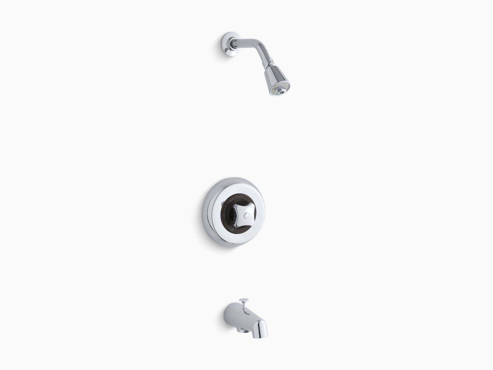 Kohler K-TS6908-2A-CP Triton Rite-Temp Bath and Shower Valve Trim with Standard Handle, NPT Spout and 2.5 GPM Showerhead