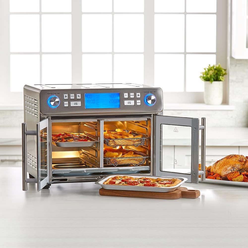 Emeril Lagasse 26 QT Extra Large Air Fryer, Convection Toaster Oven with French Doors & Dual Zone 360 Air Fryer Oven Combo with French Door, 25 QT Extra Large Family Size