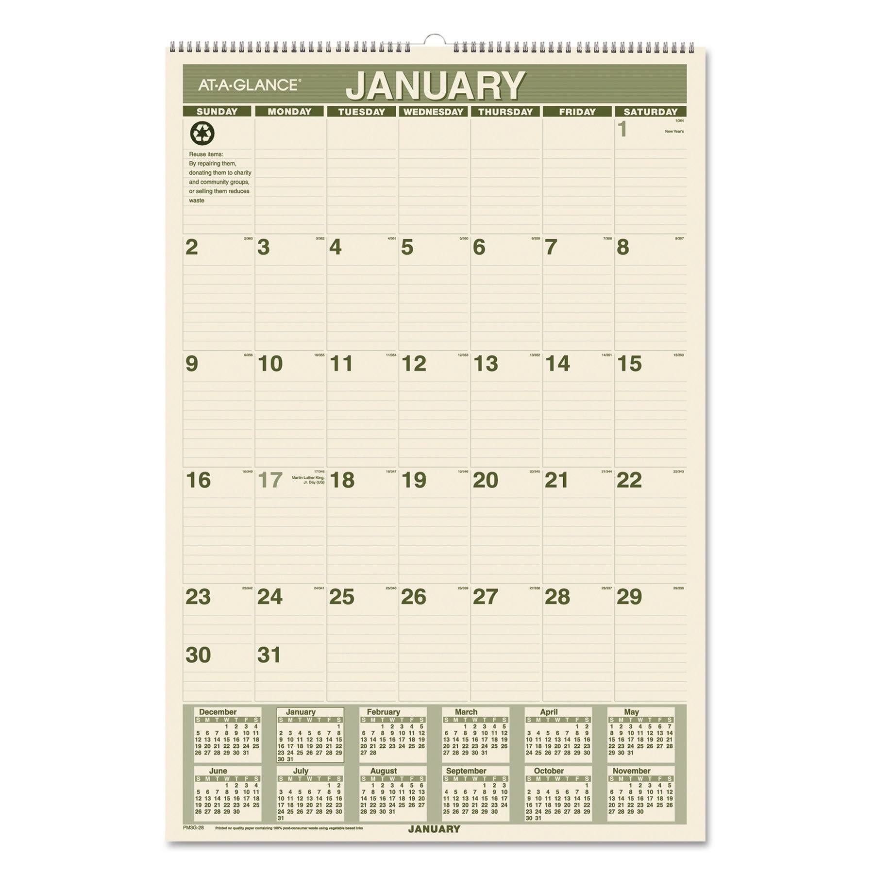 At-a-glance Recycled Monthly Wall Calendar -