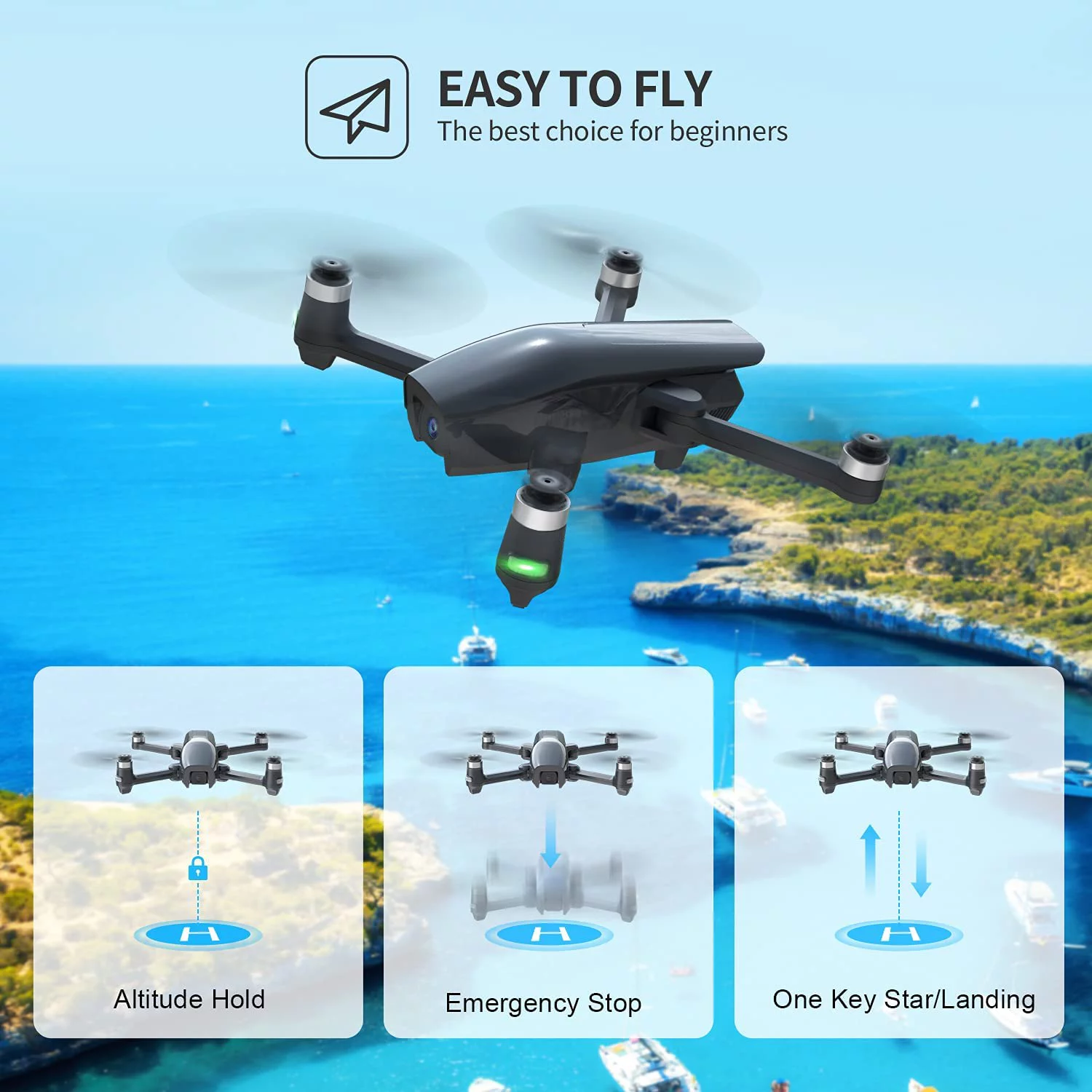 Holy Stone HS710 GPS Drone with 4K Camera for Adults Brushless Motor 50 Mins Flight Time Color White