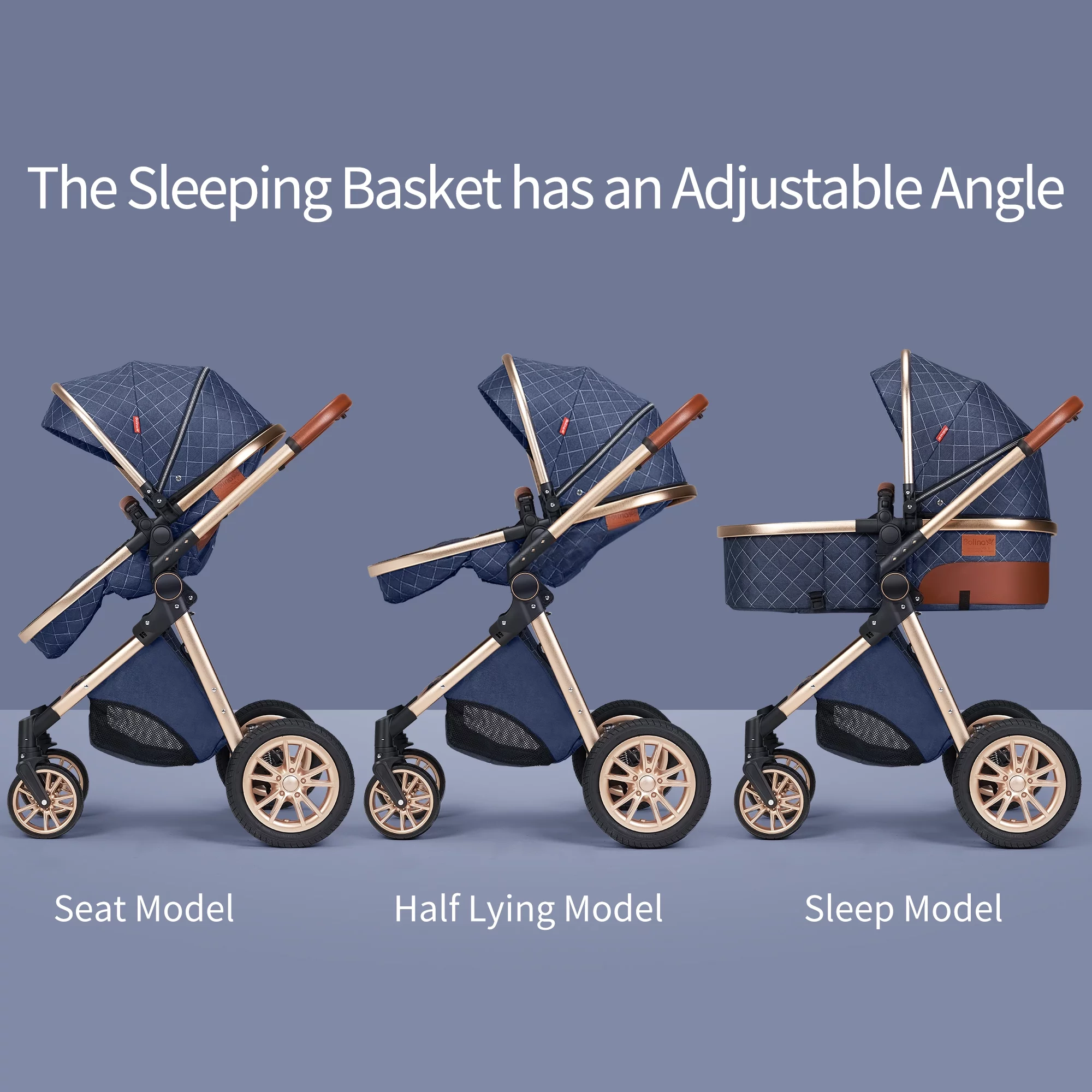 High Landscape Stroller Two-Way Push Newborn Convertible Stroller Bassinet for Infant, Gray - Curated Treasures Market