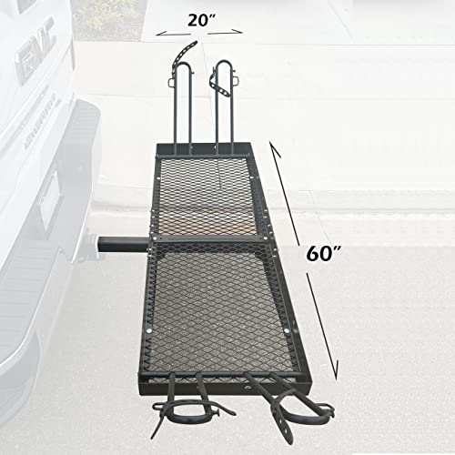 MaxxHaul 50641 60 inch x 20 inch 500 lb. Capacity 2 in 1 Hitch Mount Cargo Carrier Rack and 2 Bike Rack for 2 inch Receiver
