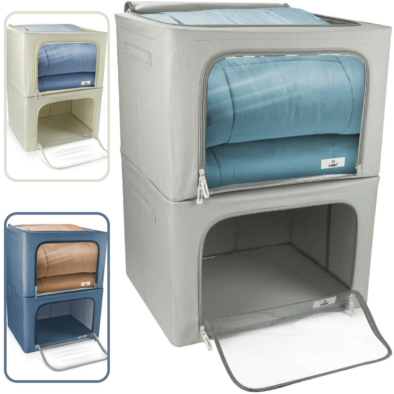 Stackable Clothes &amp; Blanket Storage Bags - Underbed &amp; Closet Organizer (2-Pack) for Bedroom, Living Room, Office