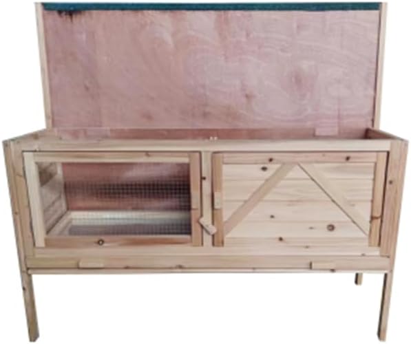 Outdoor Wooden Rabbit Hutch with Open-up roof Guinea Pig Hutch Rabbit Cage Bunny Cage Bunny Hutch with Pull Out Tray