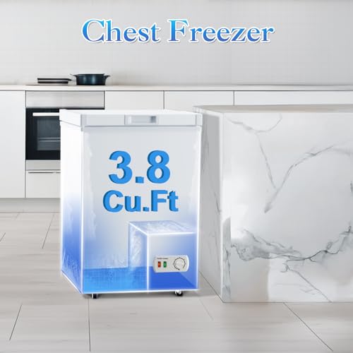 LifePlus Chest Freezer, Small Deep Freezers Top Door with Removable Basket, 7 Temperature Control Energy Saving, Compact Freezer for Home Kitchen Office Dorm Apartment Indoor Use, Grey