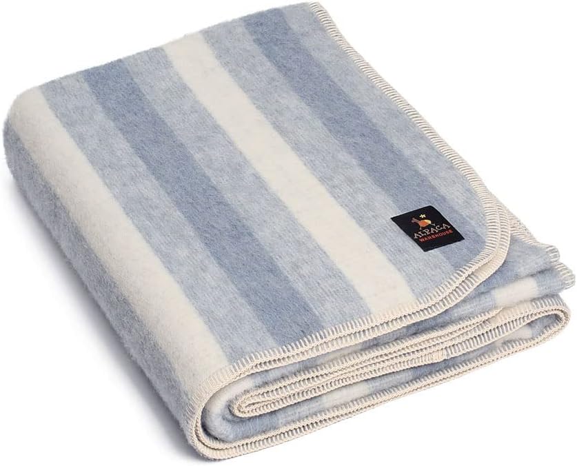 Thick Alpaca Wool Blanket Heavyweight Alpaca Wool Blanket Camping Outdoors Indoors Soft Peruvian Alpaca Wool Blankets That Come in Twin Queen King Size (Soft Gray/Ivory, Twin (Whipstitch Trim))