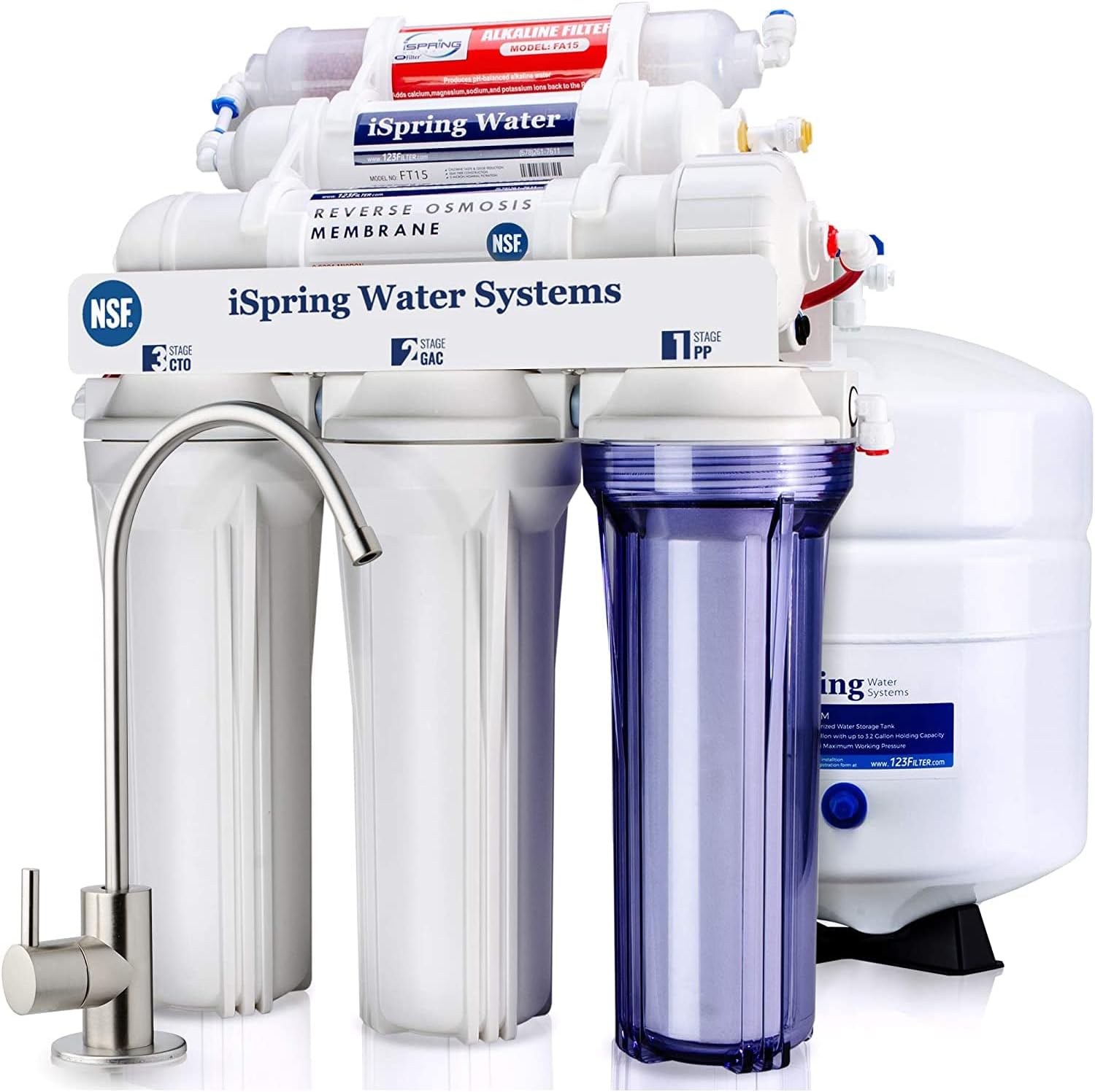InSinkErator Badger 5 Garbage Disposal, Standard Series 1/2 HP Continuous Feed Food Waste Disposer & iSpring RCC7AK, NSF Certified 75 GPD, Alkaline 6-Stage Reverse Osmosis System