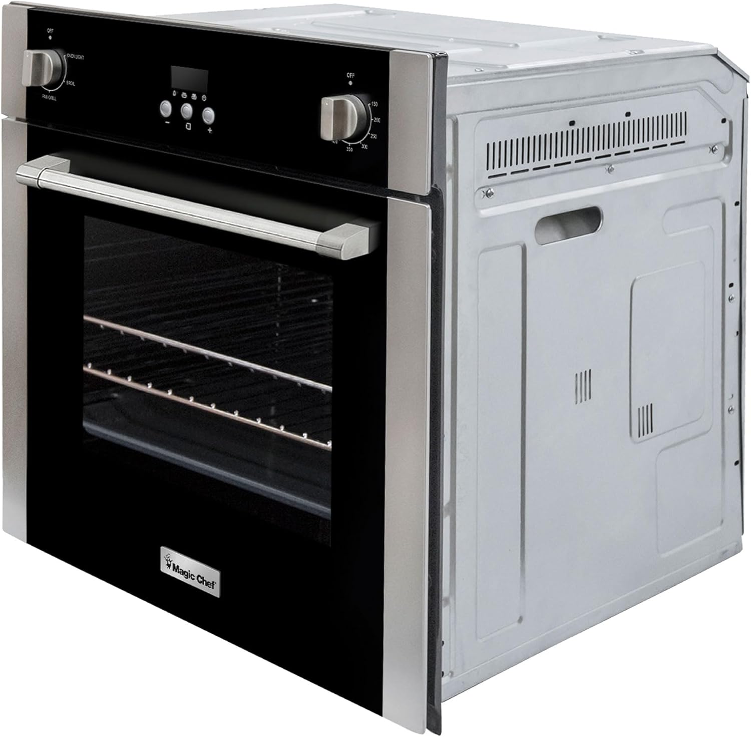 Magic Chef Single Electric Wall Oven w/ Convection Feature, Wall-Mounted Convection Oven for Cooking & Baking, 24", 2.2 Cubic Feet, Stainless Steel