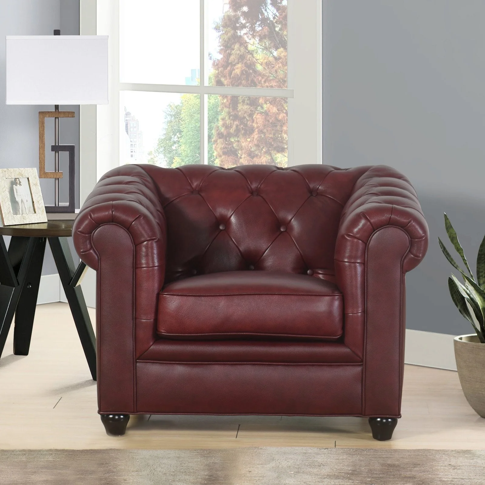 Abbyson Royale Leather Chesterfield Armchair