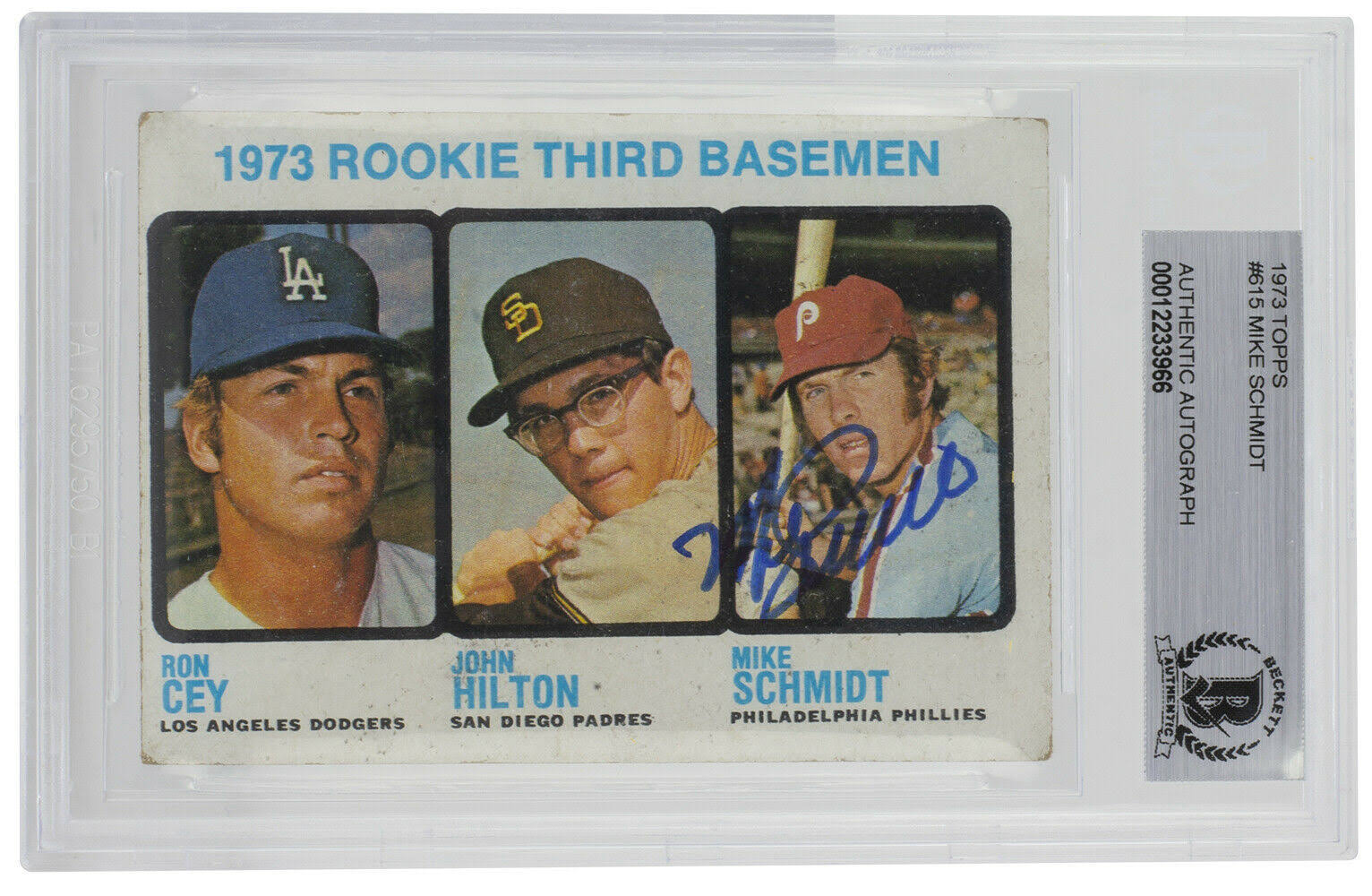 Mike Schmidt Signed 1973 Topps #615 Rookie Third Baseman Card BGS