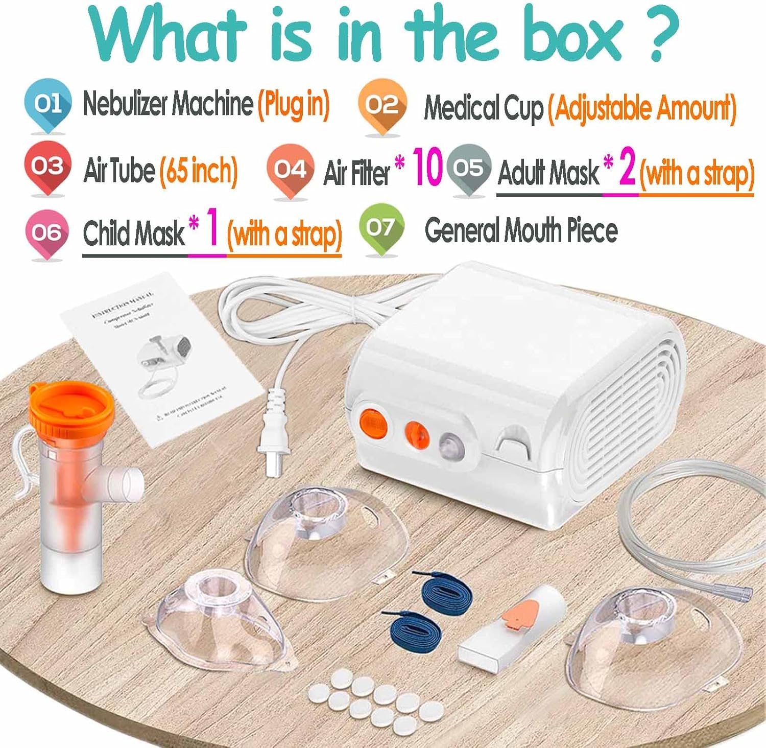 Nebulizer Breathing Machine, Pro Nebulizer Machine for Adults and Kids with 1 Set Accessory (x2 Adult Masks, x1 Child Mask, x1 Tubing, x10 Filters, x1 Mouth Piece), Home Use Travel Friendly