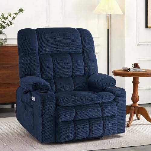 MCombo Dual Motor Power Lift Recliner Chair with Massage and Heat for Elderly People, Infinite Position, USB Ports, Cup Holders, Fabric 7890 (Medium-Regular, Burgundy)