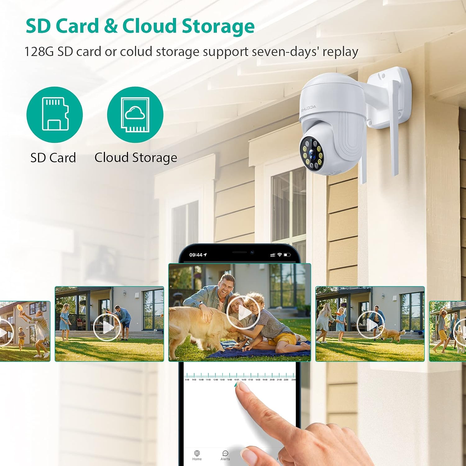 Security Camera Outdoor, ACCUHR 360° View 1080P WiFi Outdoor Cameras for Home Security System with Night Vision, Two-Way Audio, Motion Detection, IP65 Waterproof, SD Card/Cloud Storage