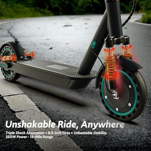 Electric Scooter for Adults Long Range Miles, 500/600W Motor & 10" Vacuum Tires, Foldable Design with Dual Disc Brakes, Smart App Control