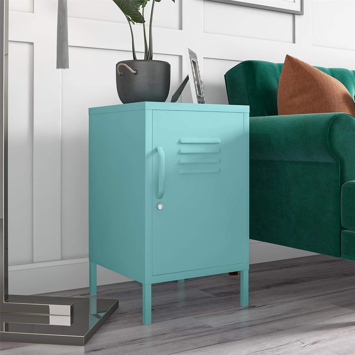 Novogratz Cache 2 Door Metal Locker Accent Cabinet Cache Metal Locker Mint End Table