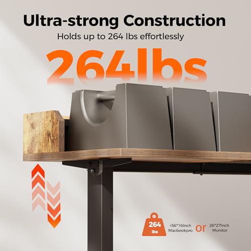 Agilestic L Shaped Electric Standing Desk with 2 Drawers, 63 Inch Ergonomic Adjustable Height Desk with Storage, Corner Desk Sit Stand up Computer Table for Work Office Home, Rustic Brown
