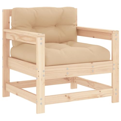Patio Chairs with Cushions 2 pcs Solid Wood Pine,Wooden Garden Chairs with Slatted Design and Comfortable Cushions for Outdoor Relaxation Patio Furniture Sets, Conversation Sets, 1, Brown
