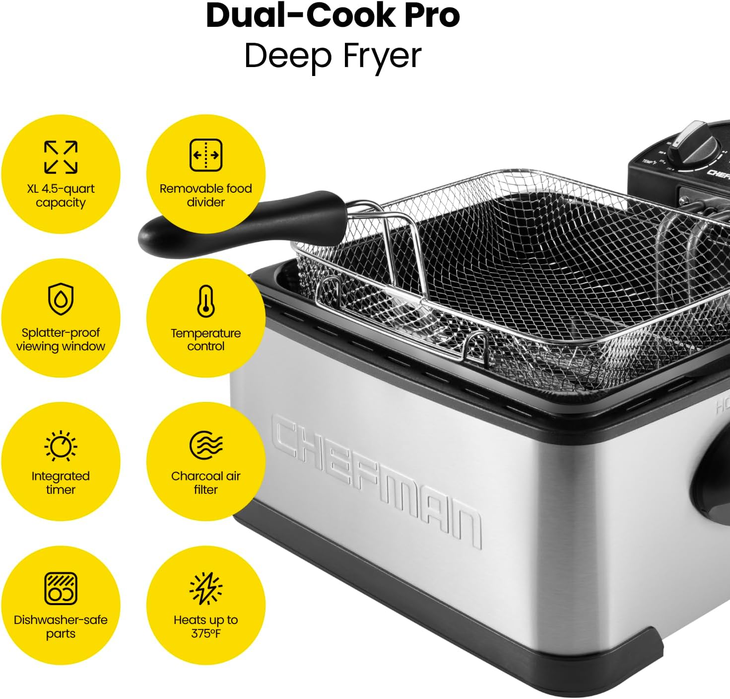 CHEFMAN Multifunctional Digital Air Fryer, Rotisserie & Dehydrator + Dual Cook Pro Deep Fryer Bundle, 10L & 4.5L Capacity, 17 Presets