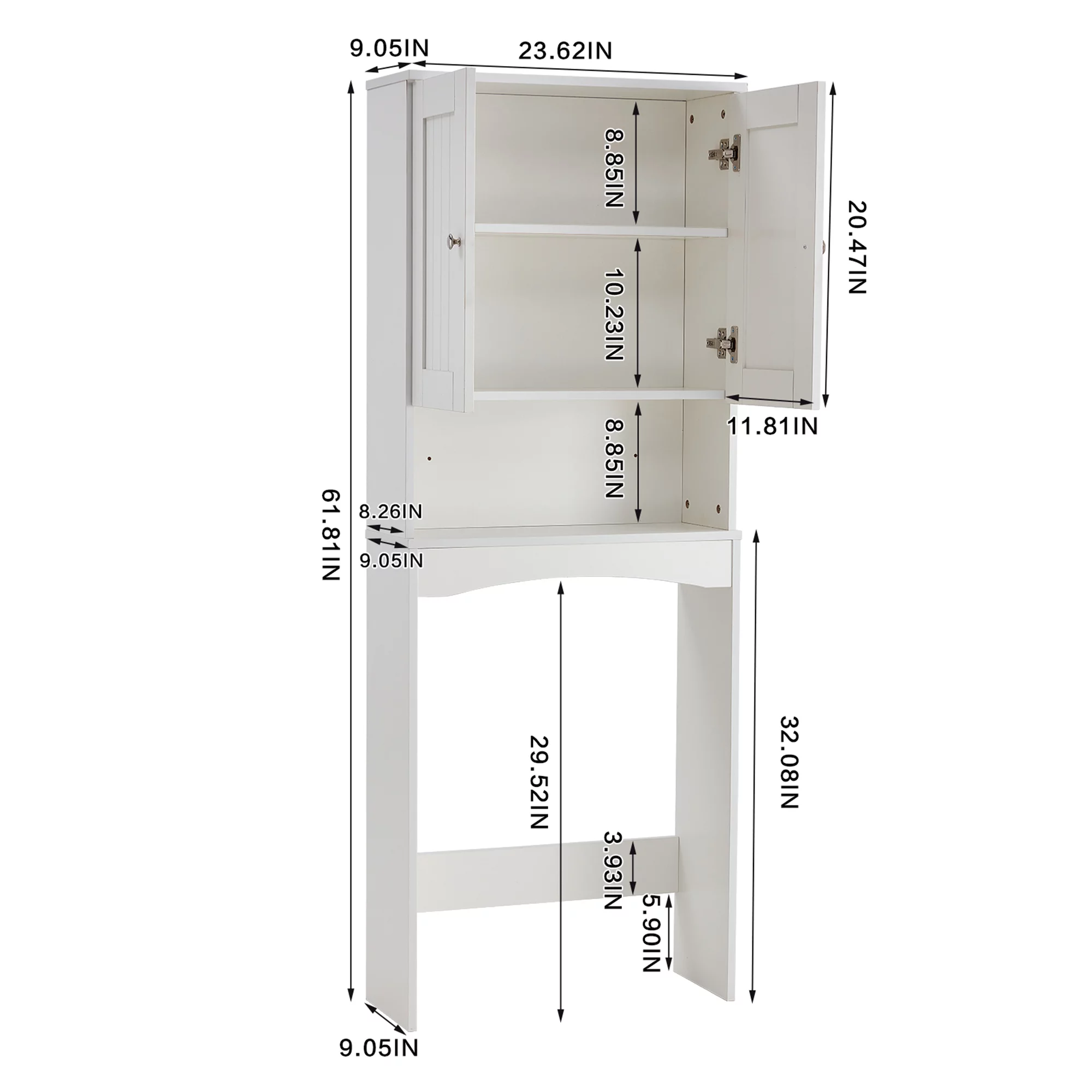 Home Bathroom Shelf Over The Toilet, Bathroom Cabinet Organizer Over Toilet, Space Saver Cabinet Storage,White