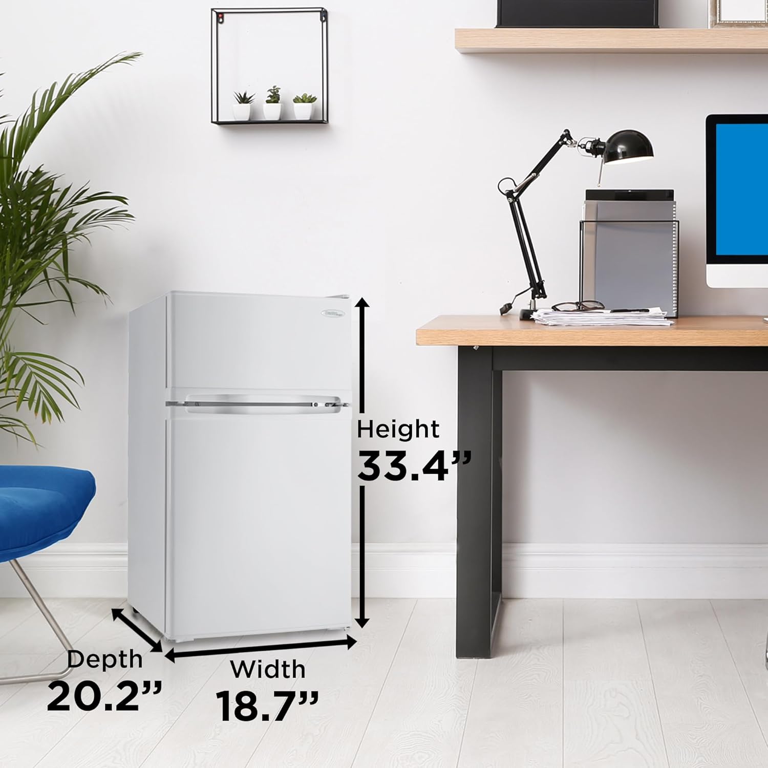 Danby Designer DCR031B1WDD 3.1 Cu.Ft. Compact Refrigerator with Freezer, E-Star Rated Mini Fridge for Bedroom, Living Room, Kitchen, or Office, White