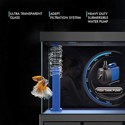 JAJALE Aquarium Fish Tank LED Light Pump Freshwater Filter Upright Fishtank Stand Bundle Ultra Clear Tempered Glass with Complete Aquarium Setup