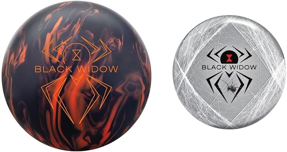 Hammer Black Widow 3.0 Bowling Ball 14lbs & On The Ball Bowling Black Widow Viz-A-Ball, 14lbs, Grey/White