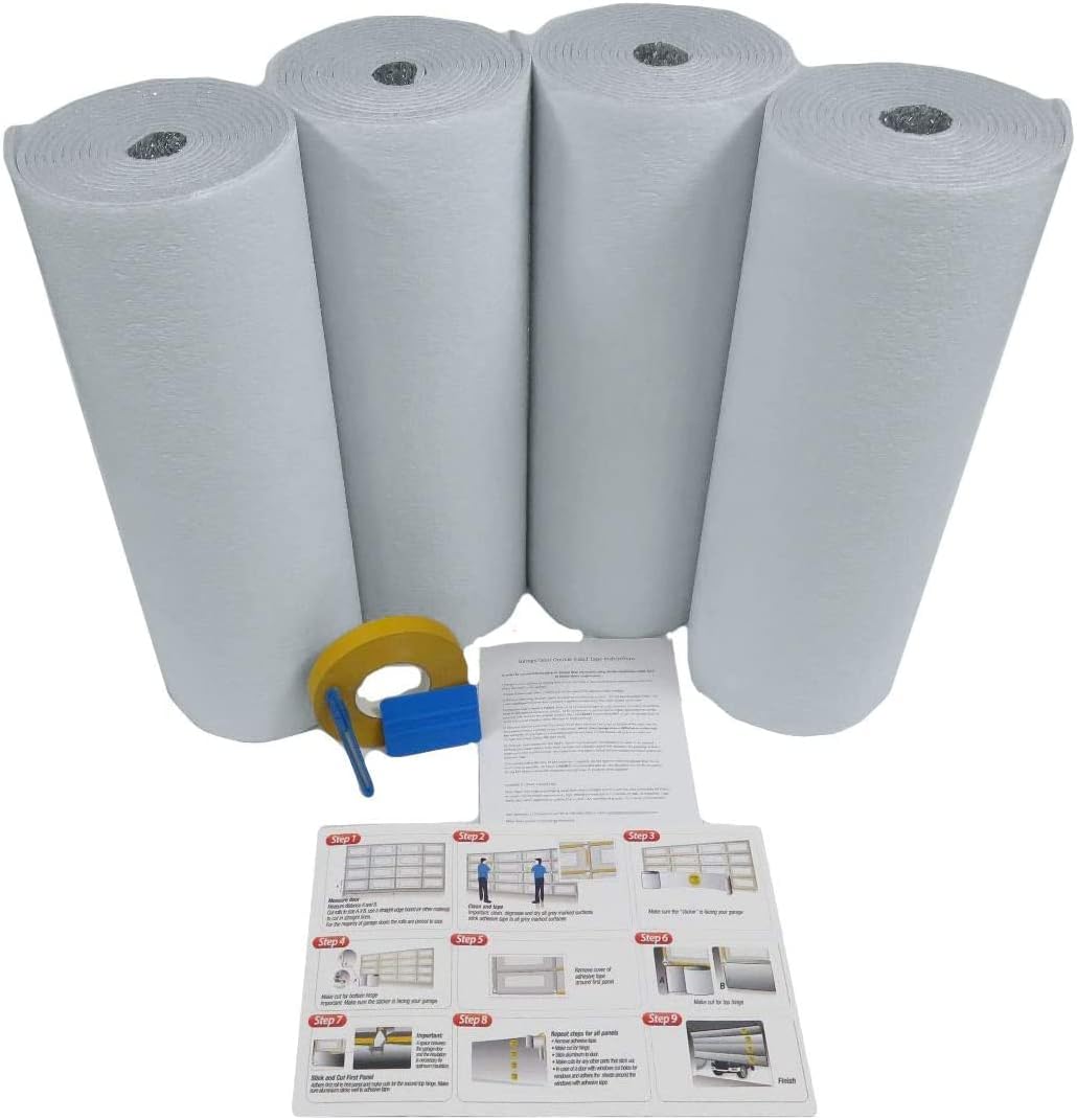 NASA TECH White Reflective Foam Core 2 Car Garage Door Insulation Kit 18FT (WIDE) x 8FT (HIGH) R Value 8.0 Made in USA New and Improved Heavy Duty Double Sided Tape (ALSO FITS 18X7)