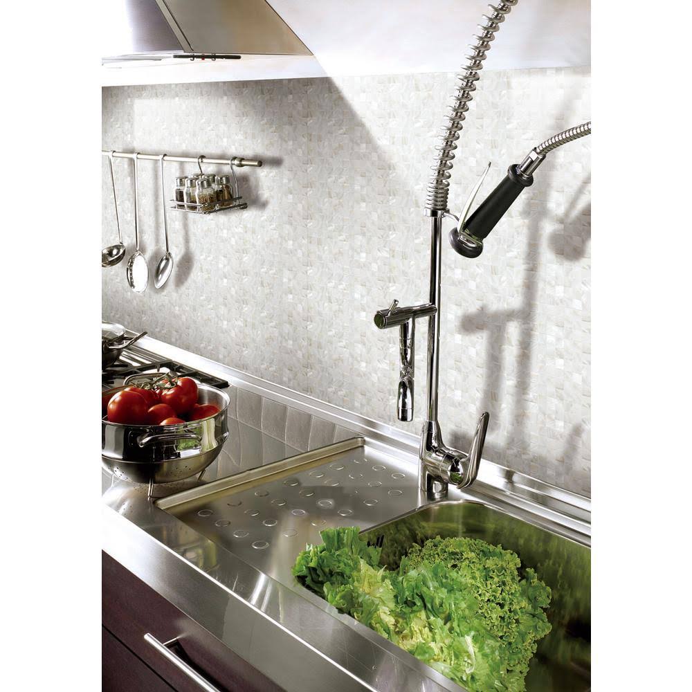 12 in. x 12 in. Mother of Pearl Shell Mosaic Tile Backsplash in White