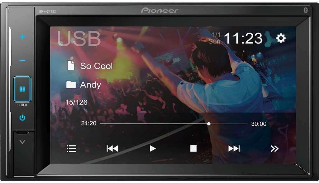 Pioneer DMH-241EX Car Stereo Safe Driver's Bundle w/ ACAM4 Backup Camera. 2-DIN Touchscreen Head Unit with Amazon Alexa Built in, Bluetooth Receiver for Hands-Free Calling and Media Streaming, No CD