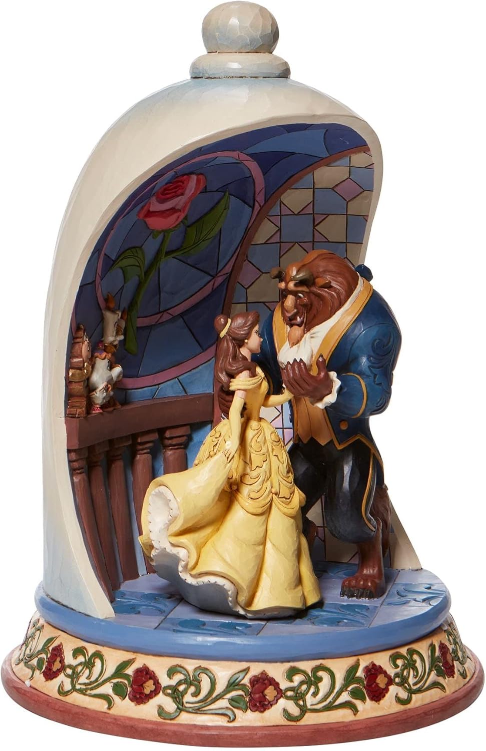 Enesco Disney Traditions by Jim Shore Beauty and The Beast Rose Dome Scene Figurine, 10.3 Inch, Multicolor