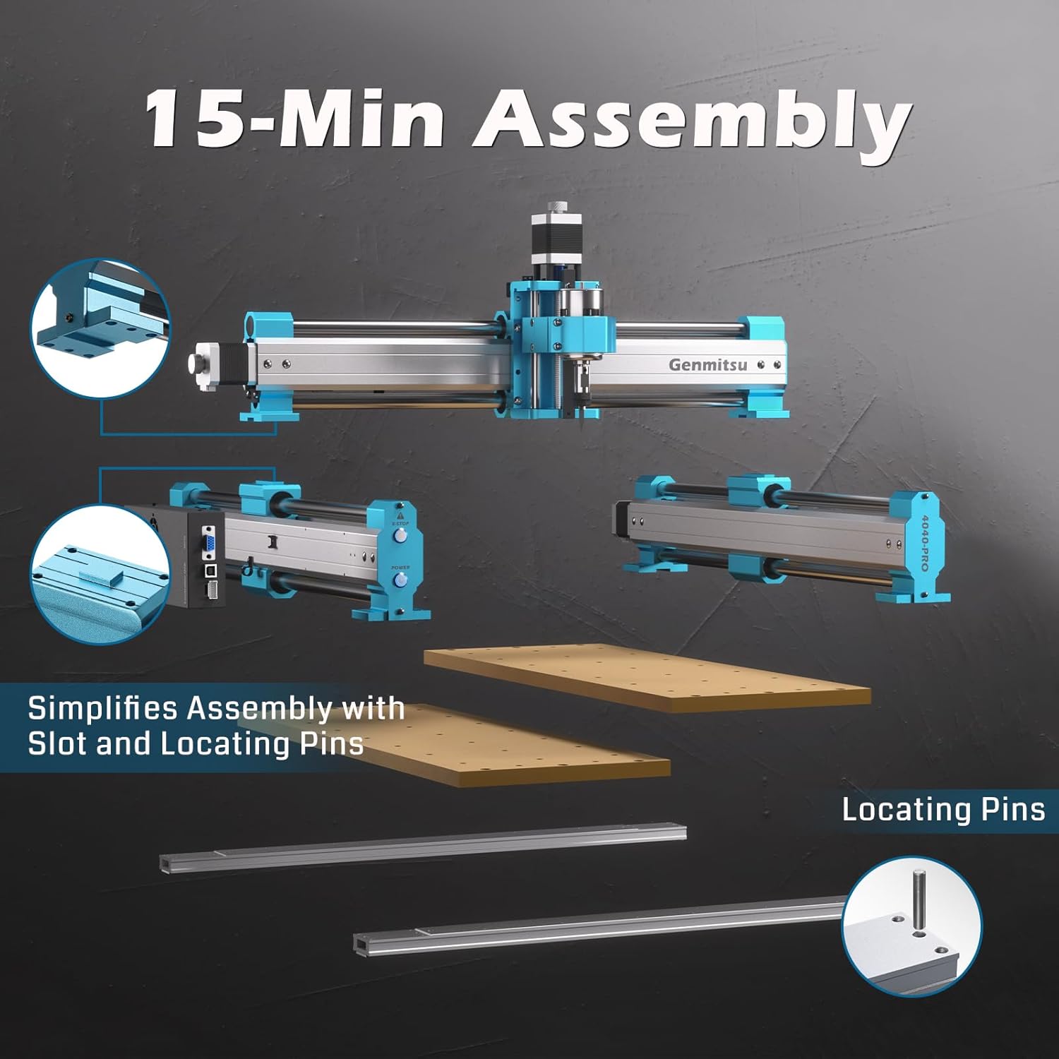 Genmitsu CNC Router Machine 4040-PRO for Woodworking Metal Acrylic Cutting Milling, GRBL Control, Lead Screw Driven, 3 Axis CNC Engraving Machine, Working Area 400 x 400 x 78mm (15.7” x 15.7” x 3.1”)