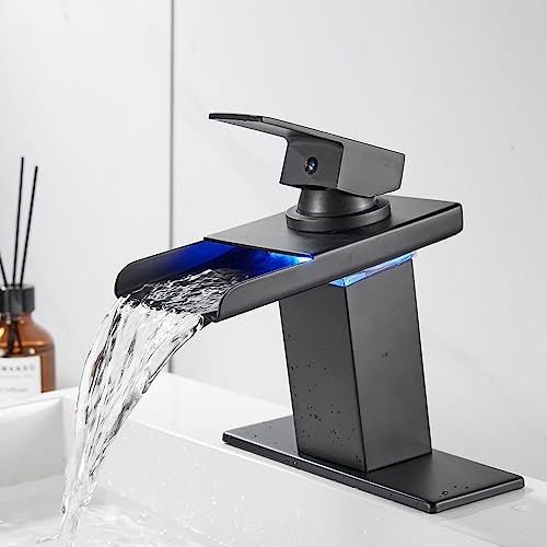 Brass LED Waterfall Bathroom Basin Faucet Hydroelectric Power Generation Color Change Hot Cold Crane Sink Mixer Tap