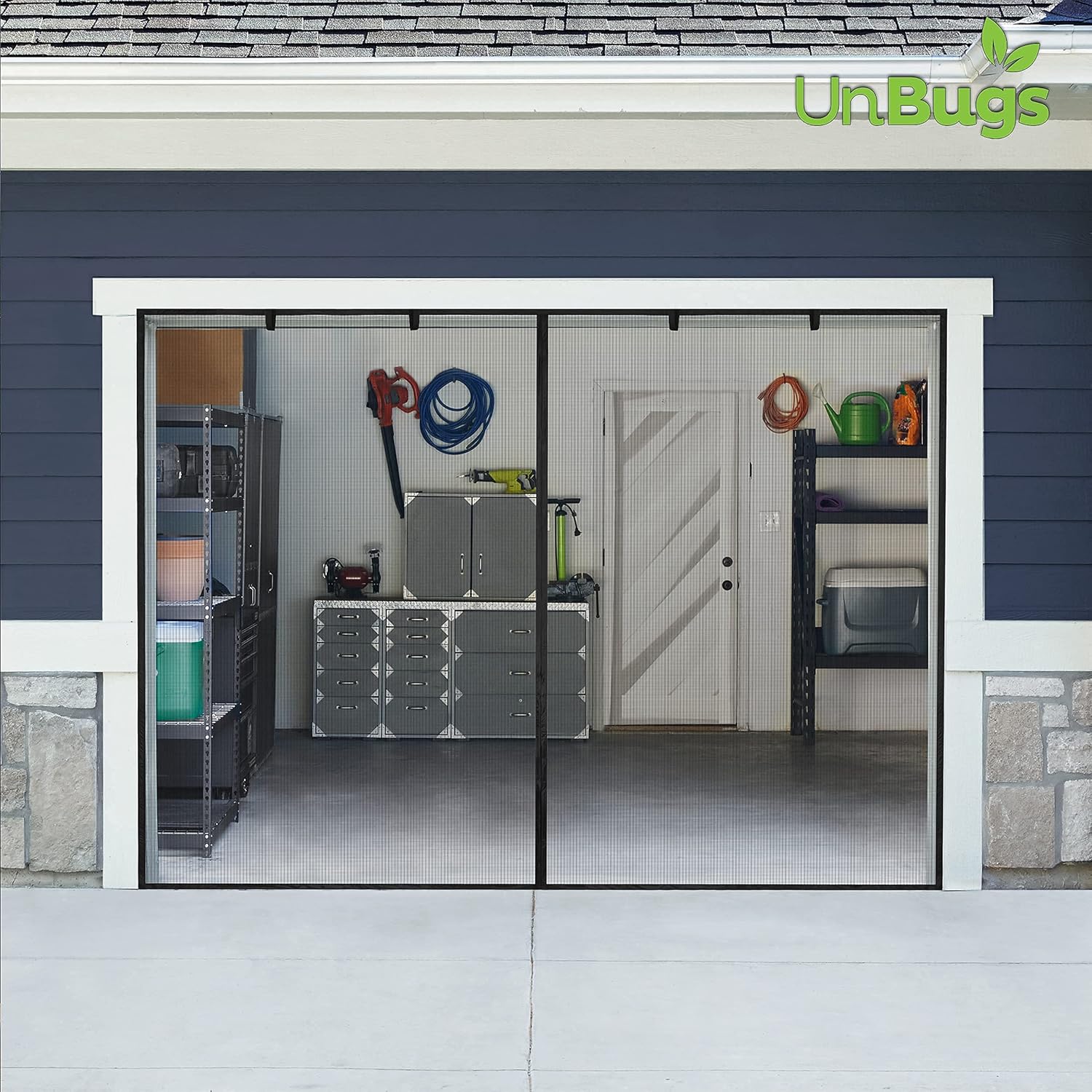 Garage Screen Doors for 1 Car Garage – Fits up to 8’ Wide x 7’ High – Fiberglass Mesh Magnetic Screen Door Pack of 2