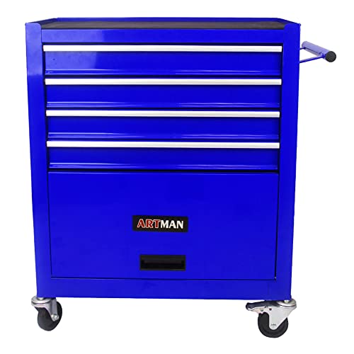 4-Drawer Rolling Tool Cabinet with Wheels, Tool Chest Storage Cabinet and Tool Box Organizer for Garage Warehouse Workshop, Black