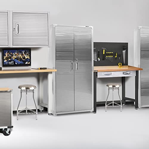 Seville Classics UltraHD Solid Steel Lockable Metal Storage Cabinet Locker Organizer, w/Adjustable Shelves for Garage, Warehouse, Office, Classroom, Granite, 48" W x 24" D x 72" H