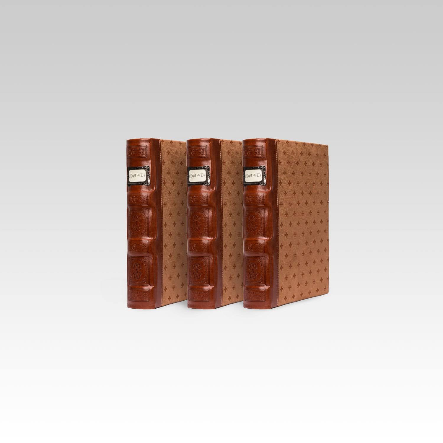 Bellagio-Italia Tuscany CD/DVD Storage Binder- Cognac 3-Pack