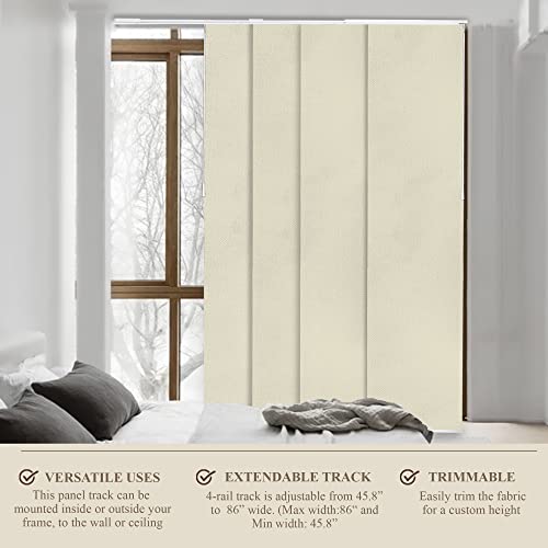 CHICOLOGY Blackout Room Darkening Fabric, Sliding Door Blinds , Room Divider ,Vertical Blinds for Patio Doors , Sliding Glass Door Blinds, , W:46-86 x H: Up to-96 inches, Mountain Snow (Thermal)