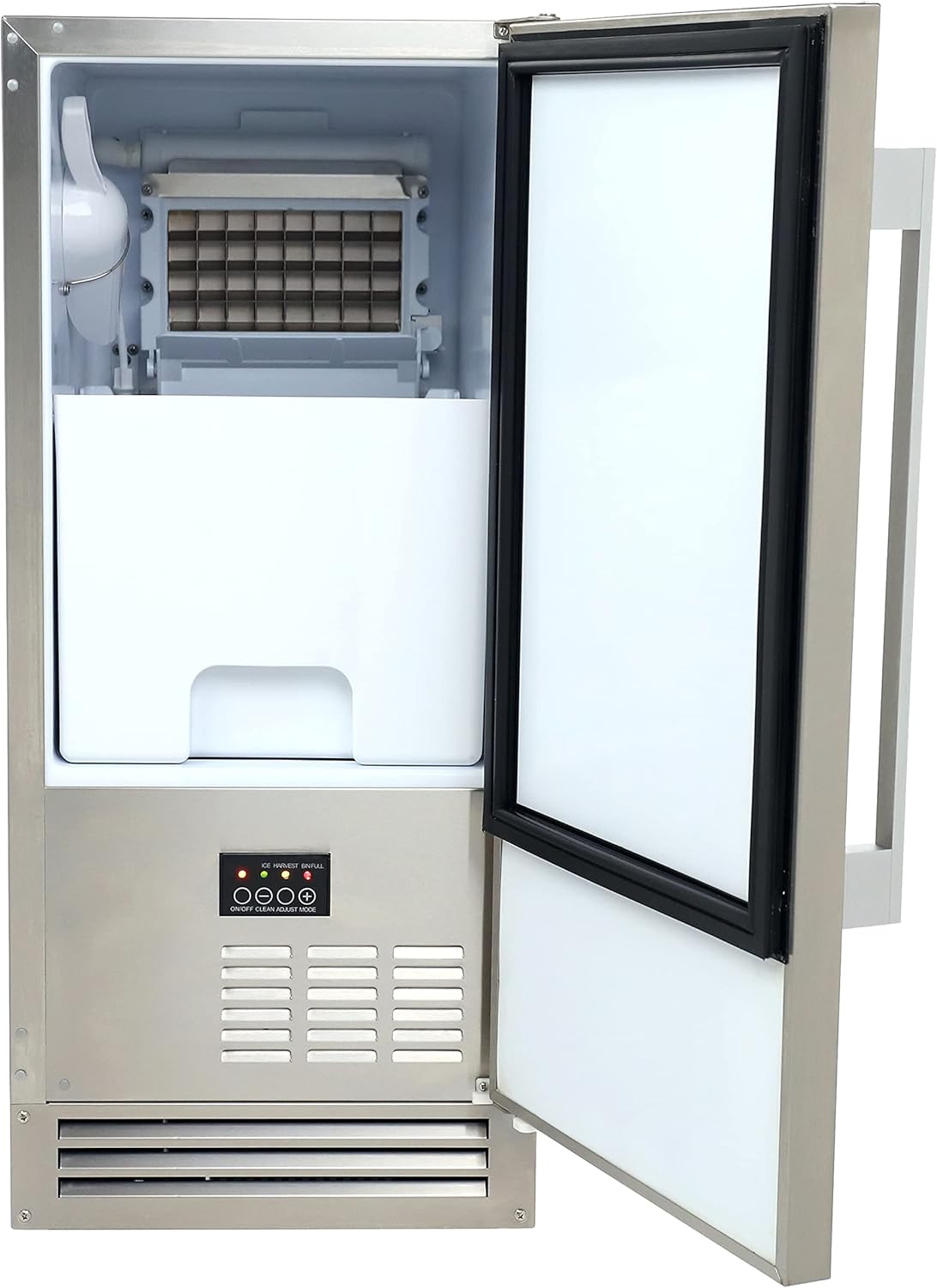 Avanti Elite Series Built-in Ice Maker in Stainless Steel OIM1550U3S | Large Clear Ice Cubes, 25 lbs. Freezer Storage, Under Counter or Cabinet | Outdoor Ice Machines, Commercial, for Home Kitchen