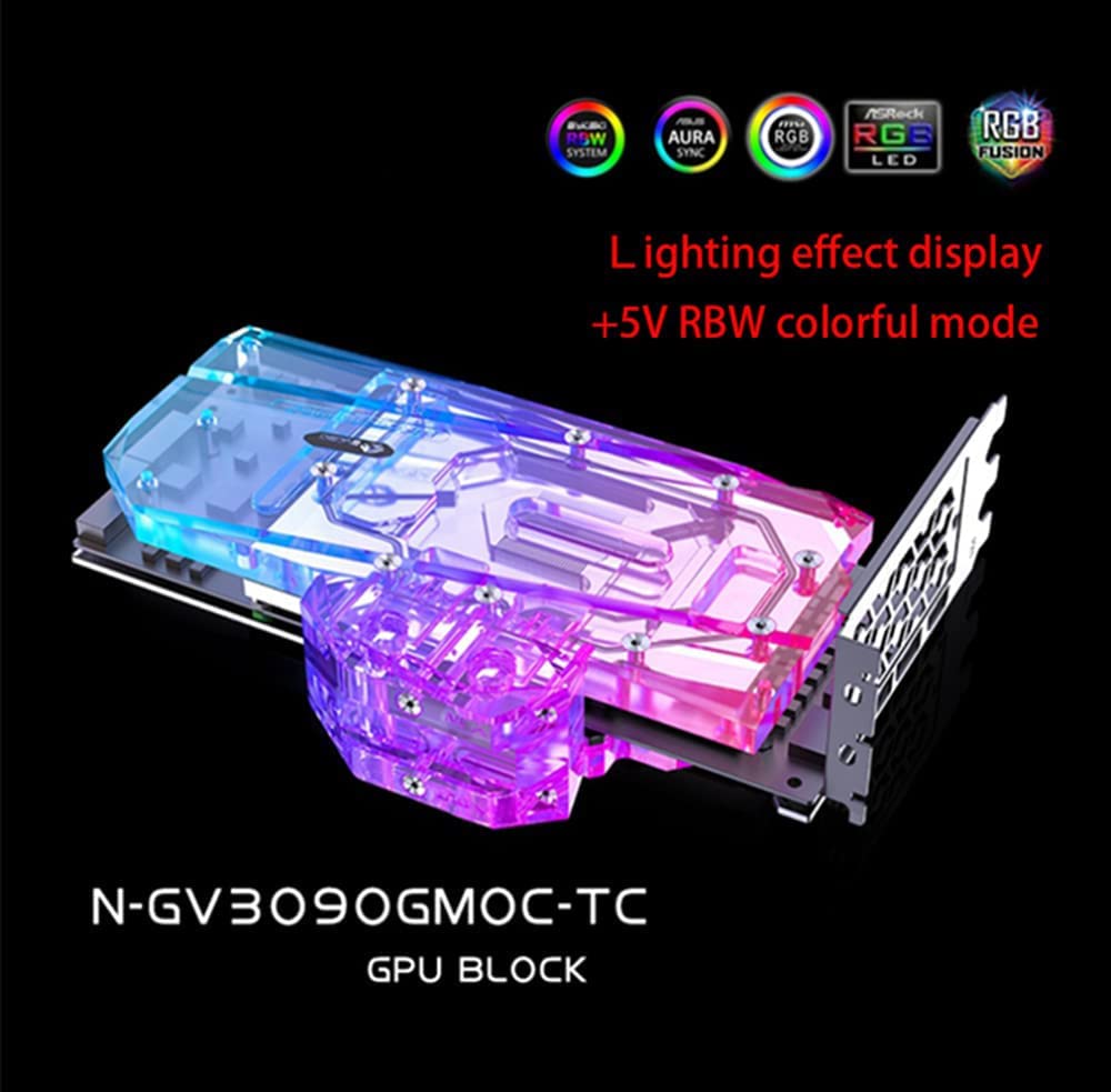 GPU Water Block Graphics Card Water Cooling Block for Gigabyte RTX3080/3090 Gaming OC Backplane Water Cooling GPU Card/Copper Radiator N-GV3090GMOC-TC