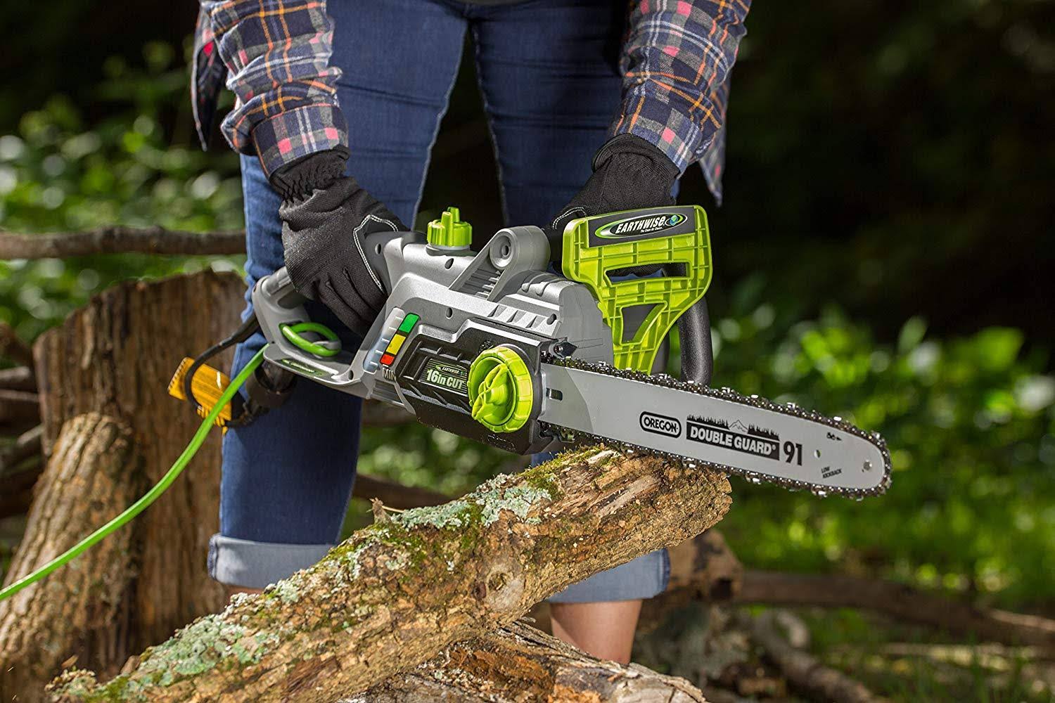 Earthwise Cs33016 Electric Chain Saw, 16-Inch, 12-Amp Corded, Green